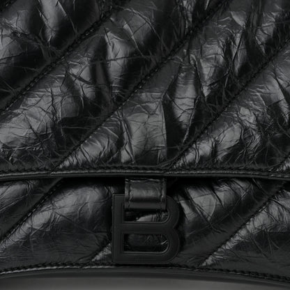 Balenciaga Crushed Calfskin Quilted Matte Black Hardware Medium Crush Chain Bag Black 7 of 10