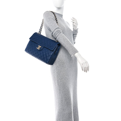 Chanel Lambskin Quilted Maxi Single Flap Marine Fonce 2 of 16