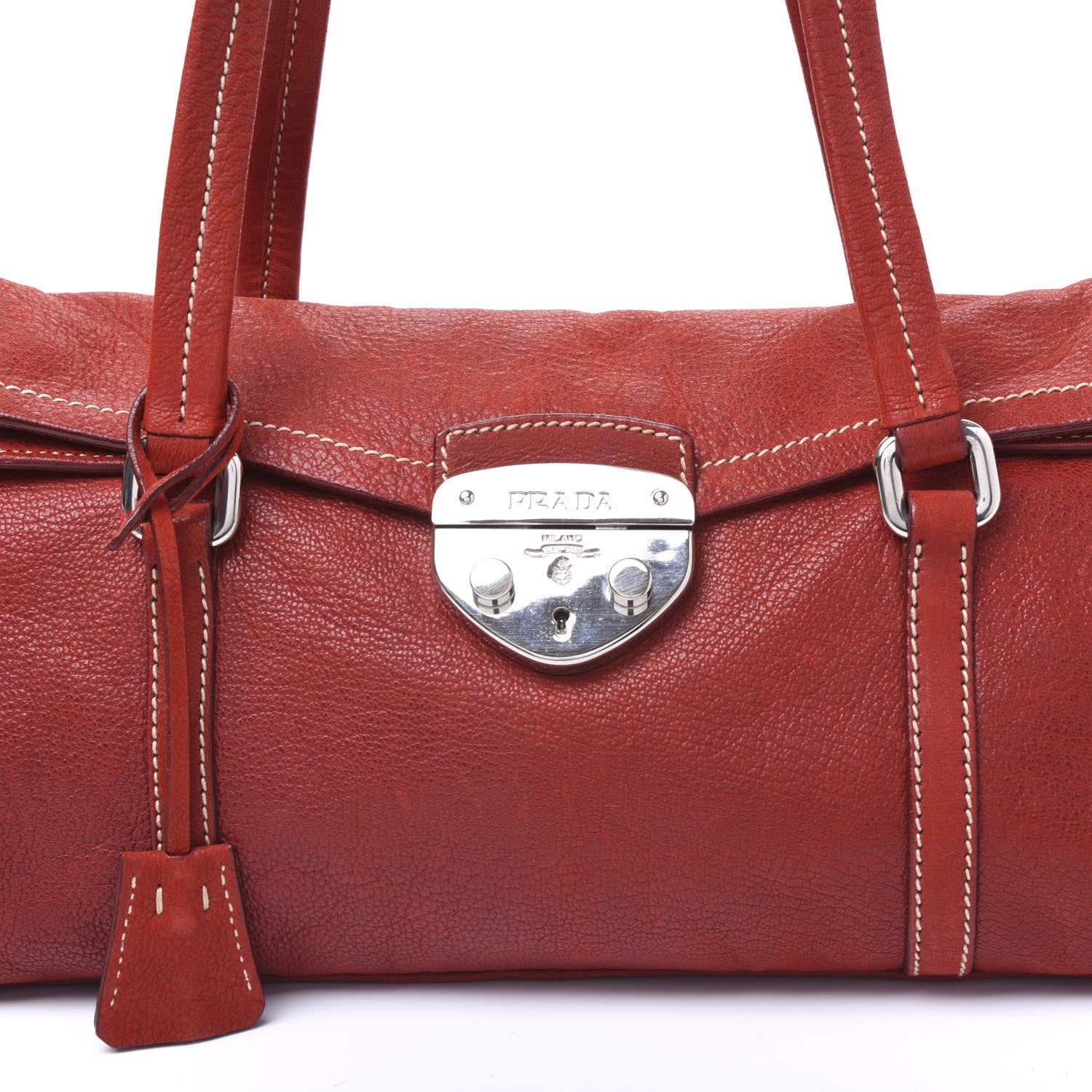 Prada Cervo Antik Easy A Foldover Pushlock Satchel Bag 8 of 8