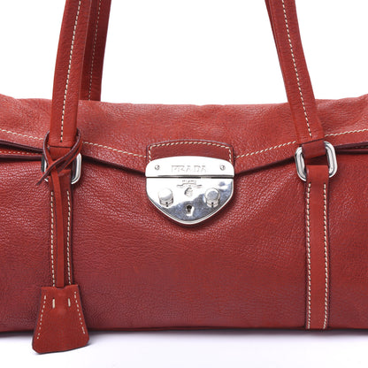 Prada Cervo Antik Easy A Foldover Pushlock Satchel Bag 8 of 8
