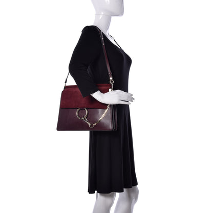 Chloe Calfskin Suede Medium Faye Shoulder Bag Plum Purple 2 of 9