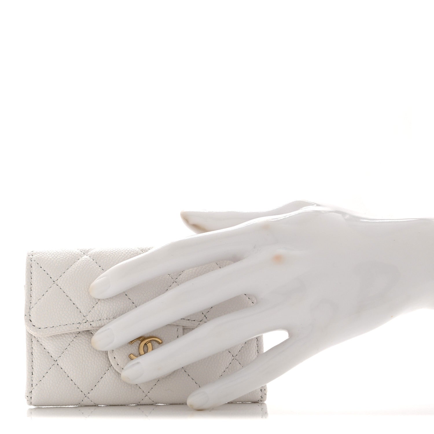 Chanel Caviar Quilted Flap Card Holder Wallet White 2 of 11
