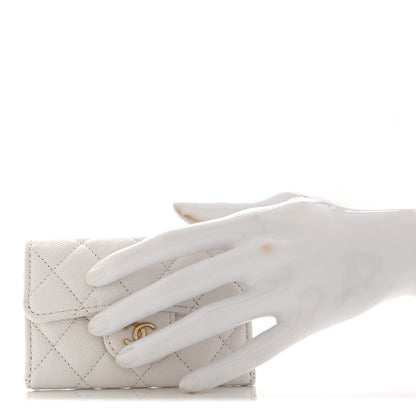 Chanel Caviar Quilted Flap Card Holder Wallet White 2 of 11