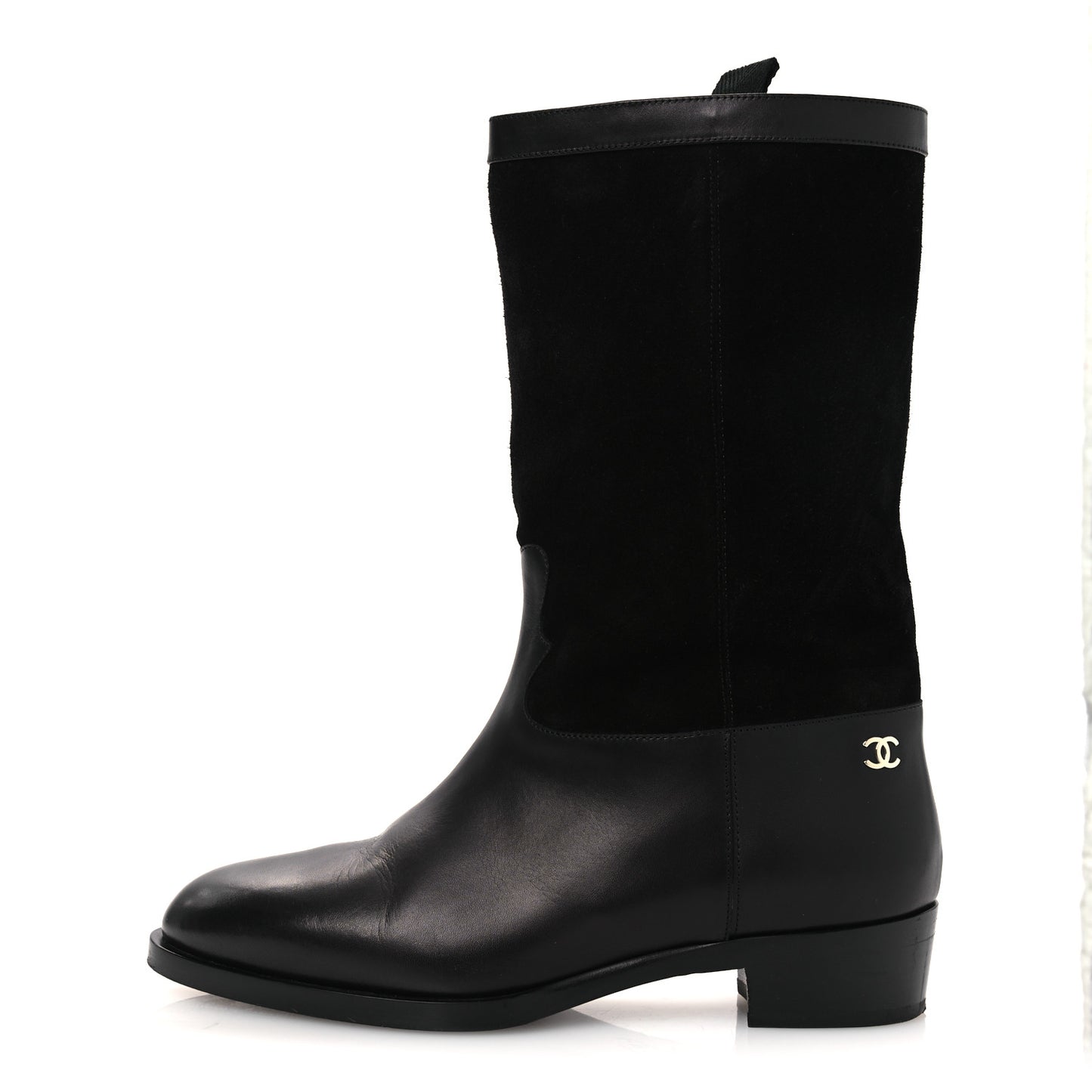 Suede Calfskin CC Short Boots 40 Black