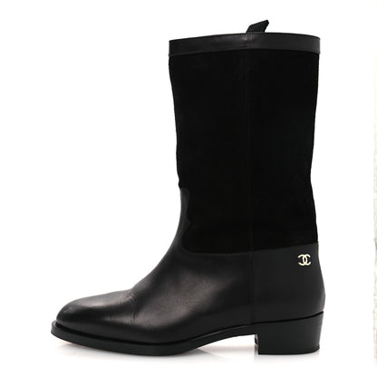 Chanel Suede Calfskin CC Short Boots 40 Black 1 of 12