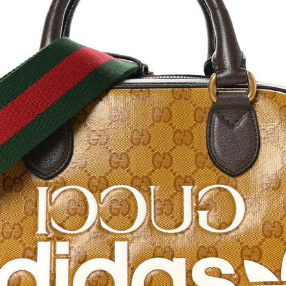 Gucci X ADIDAS Crystal Vintage Monogram Textured Dollar Calfskin Web Trefoil Logo Mini Bowling Bag Mid Natural Nut Off White New Acero 8 of 12