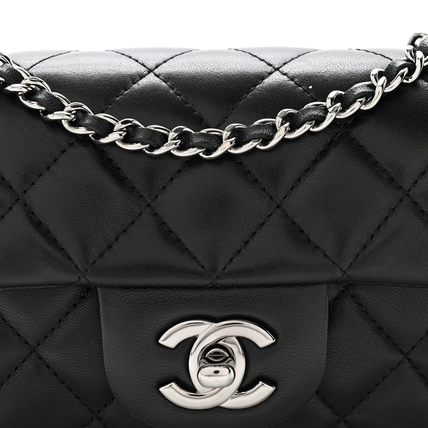 Chanel Lambskin Quilted Extra Mini Rectangular Flap Black 8 of 10