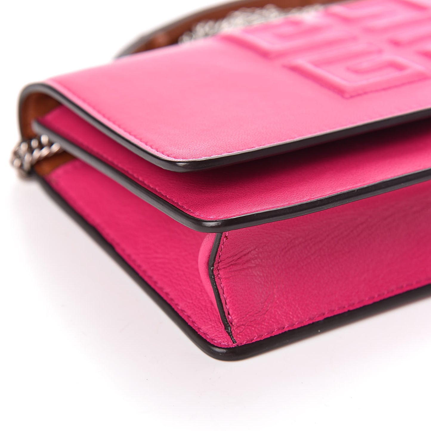 Lambskin Emblem Chain Wallet Cyclamen