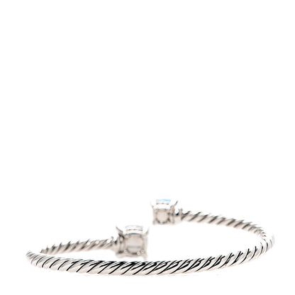 David Yurman Sterling Silver Blue Topaz Hampton Blue Topaz Diamond 4mm Chatelaine Bypass Bracelet 2 of 4