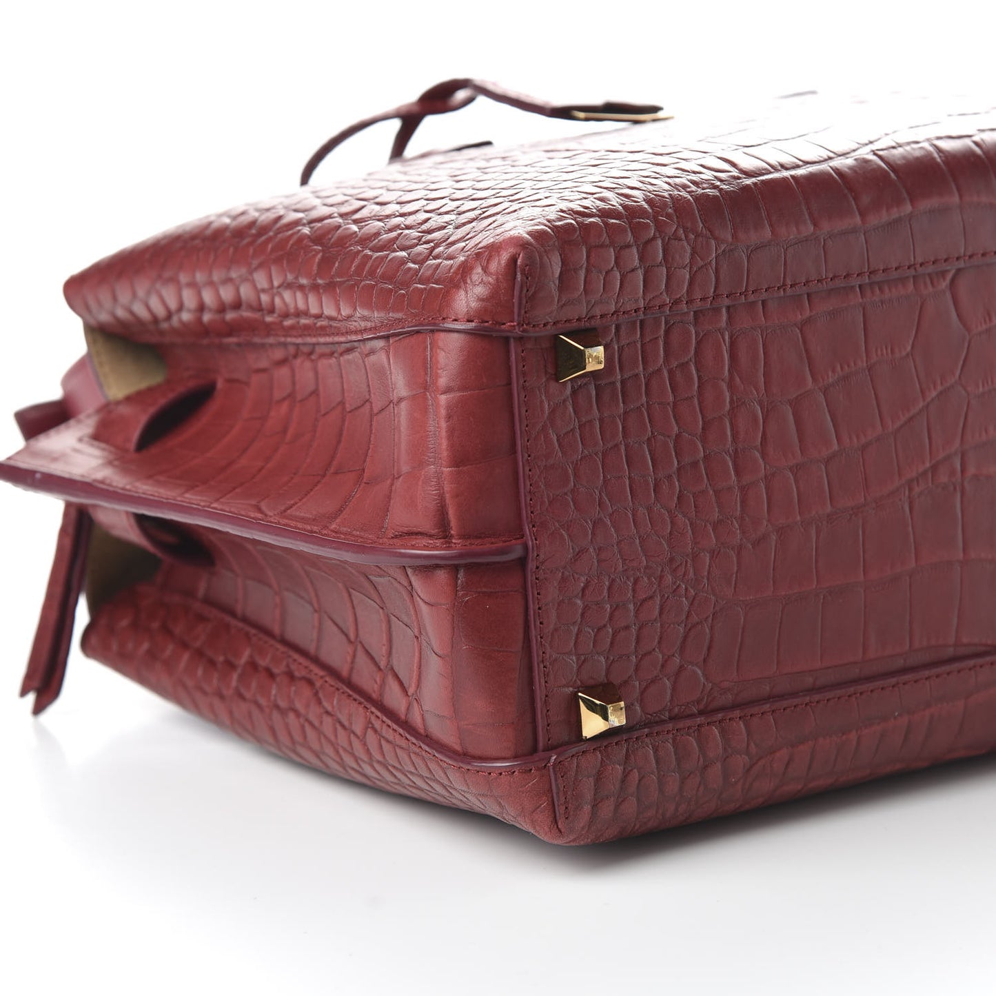 Calfskin Crocodile Embossed Medium Milla Tote Ruby
