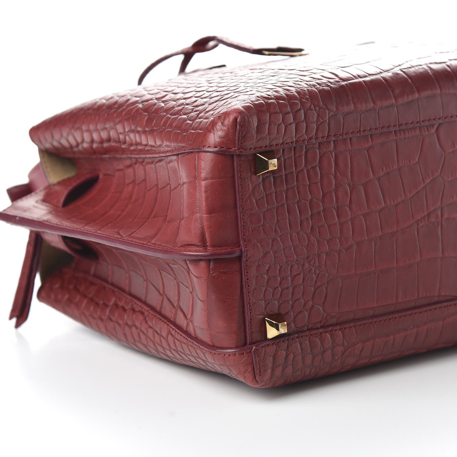 MCM Calfskin Crocodile Embossed Medium Milla Tote Ruby 6 of 8
