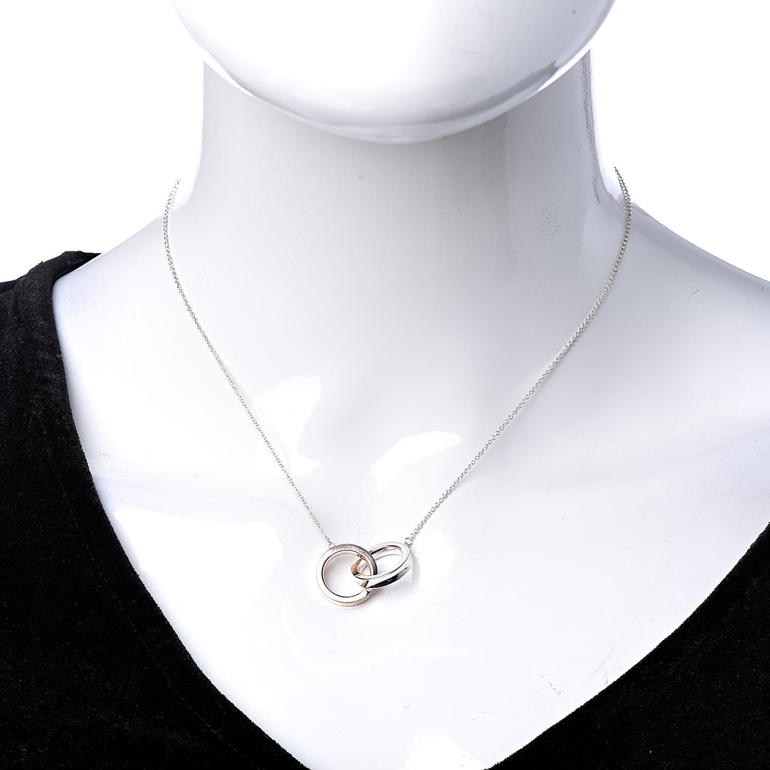 Tiffany Sterling Silver Rubedo 1837 Interlocking Circles Pendant Necklace 2 of 13