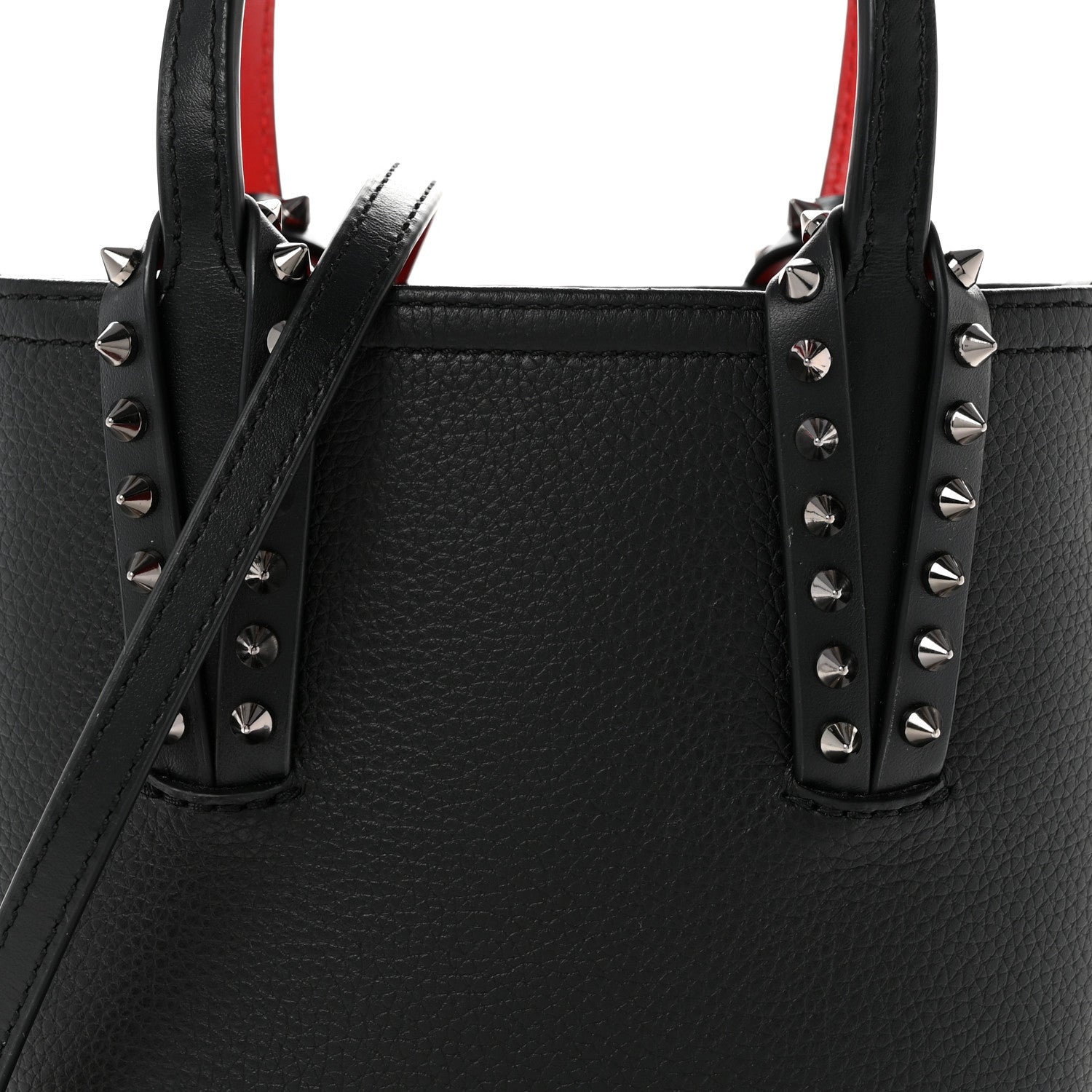 Christian Louboutin Calfskin Spikes Mini North South Cabata Tote Black 8 of 11