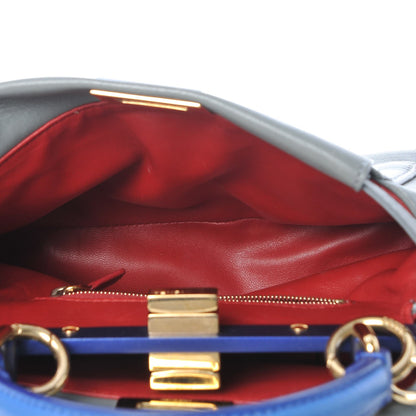Fendi Nappa Colorblock Mini Peekaboo Iconic Satchel Grigio Chiaro Fragola Blue 5 of 9
