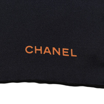 Chanel Silk CC Square Scarf Ecru Navy Blue Multicolor 4 of 4