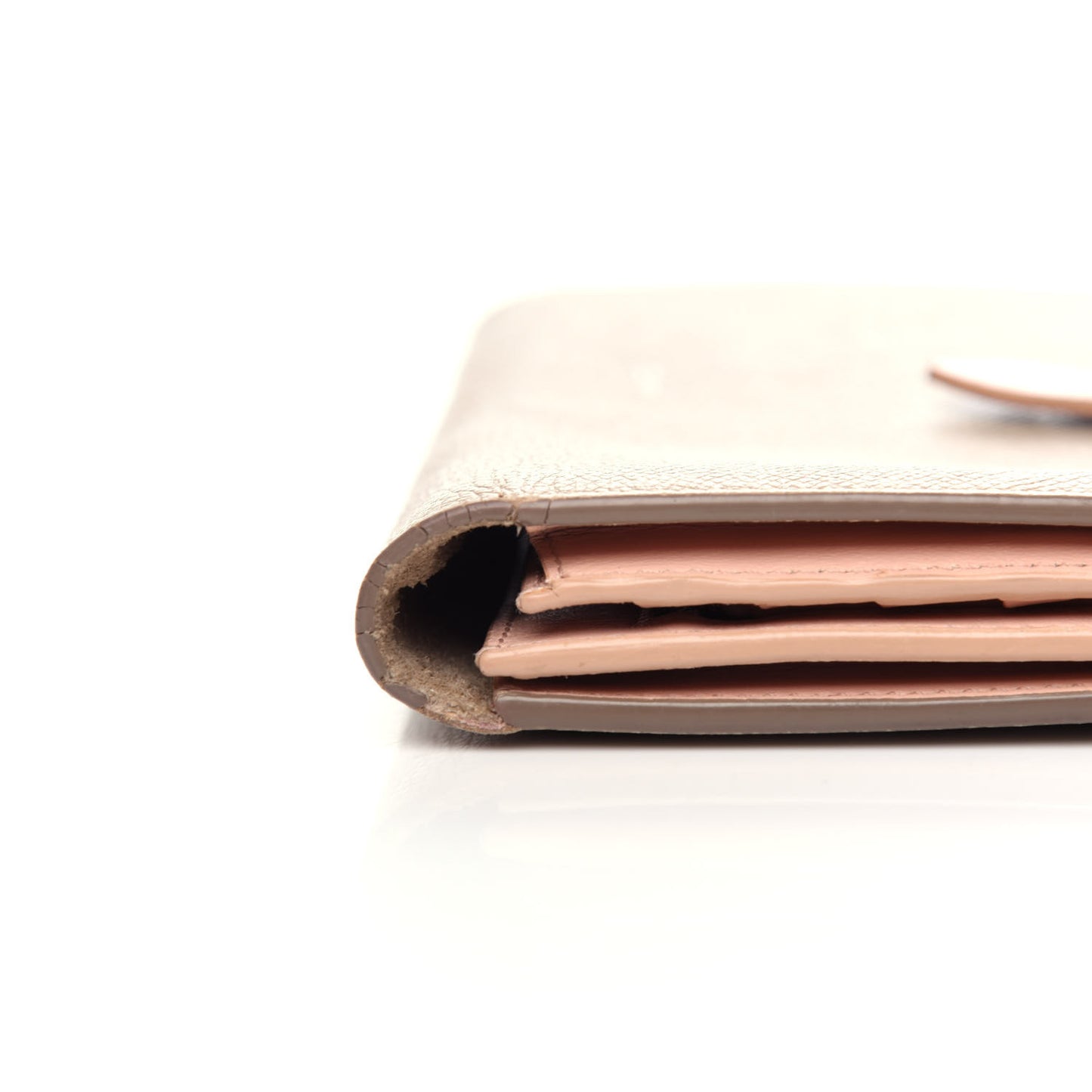 Grained Calfskin Large Multifunction Strap Wallet Pink Chalk
