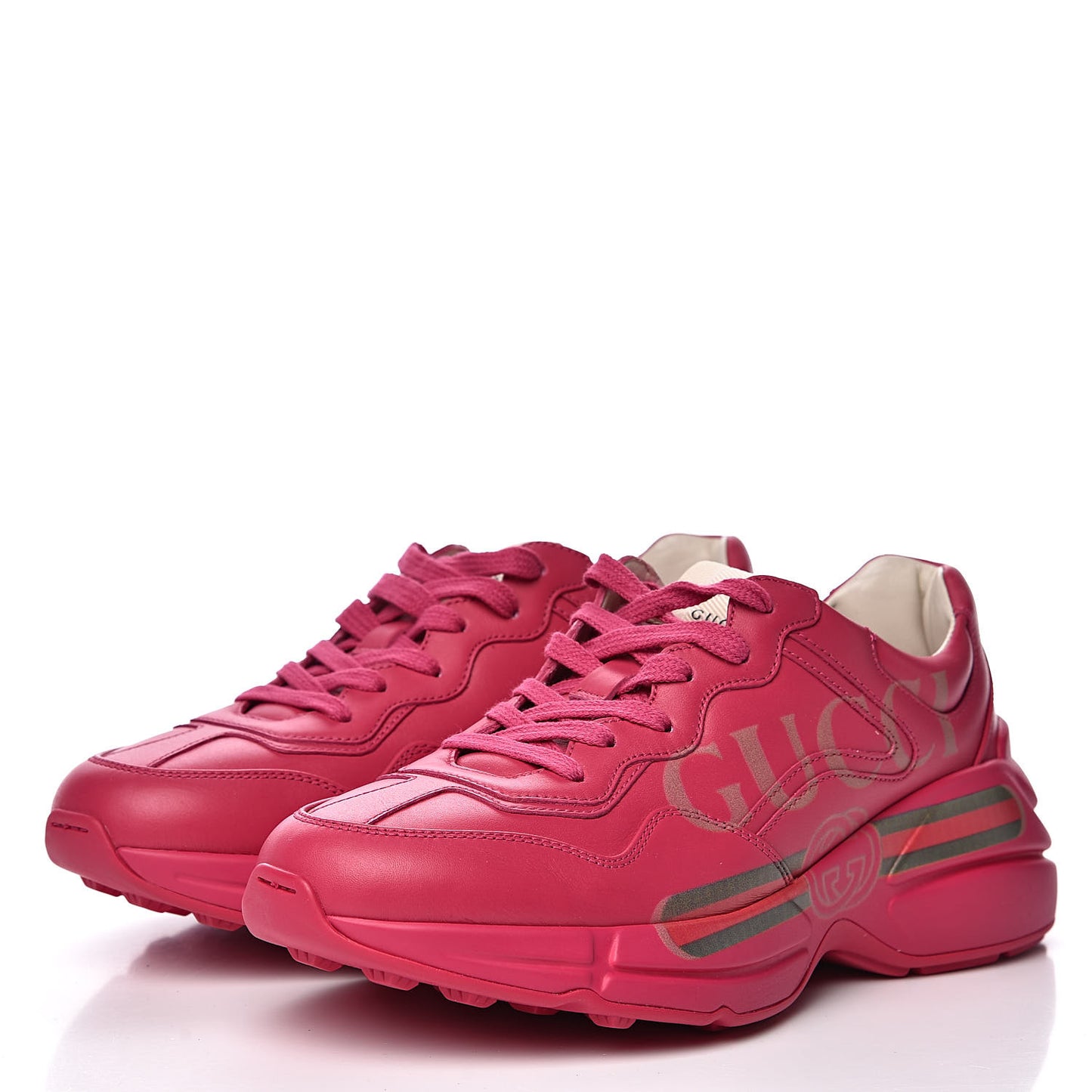 Calfskin Logo Womens Rhyton Sneakers 37.5 Box Pink