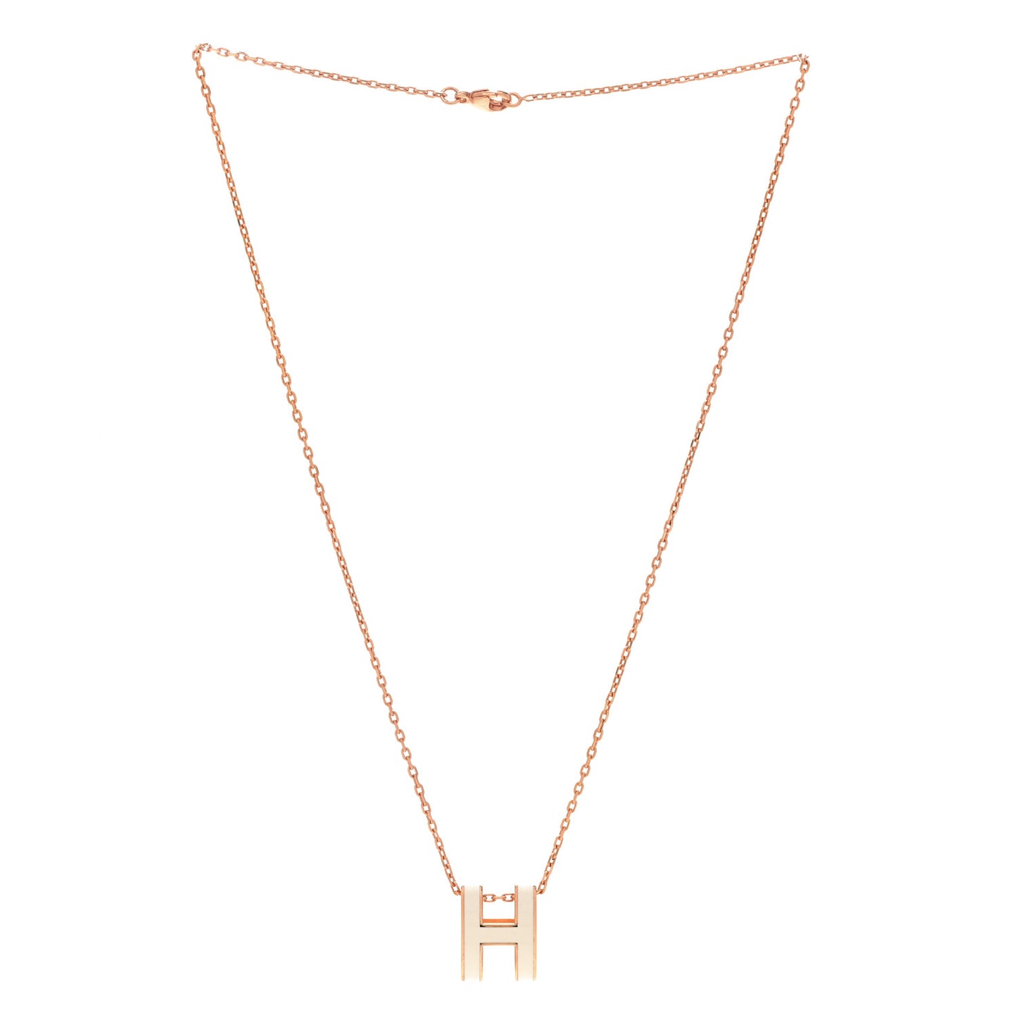 Lacquered Rose Gold Pop H Pendant Necklace White