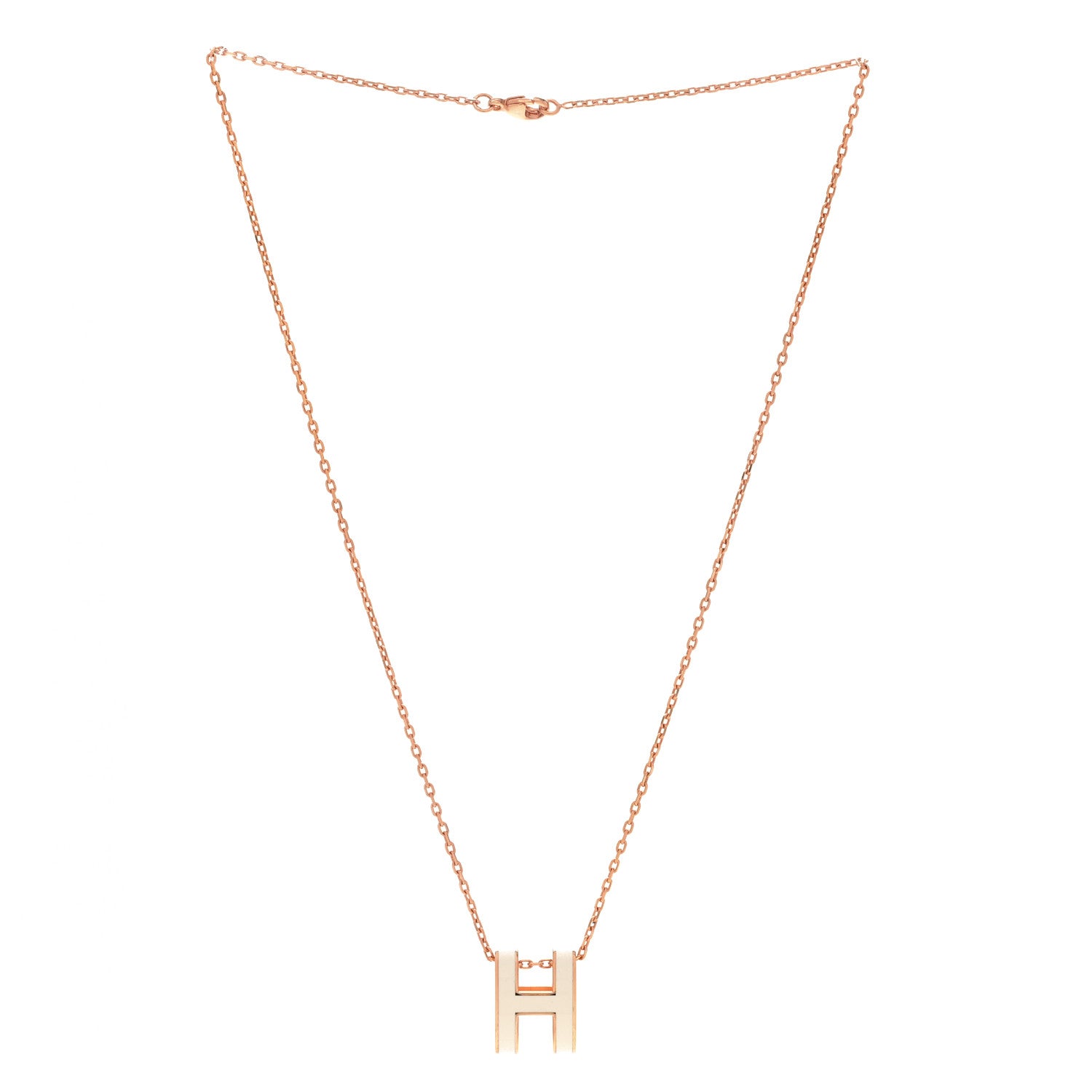 Hermes Lacquered Rose Gold Pop H Pendant Necklace White 3 of 8