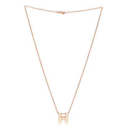 Hermes Lacquered Rose Gold Pop H Pendant Necklace White 3 of 8