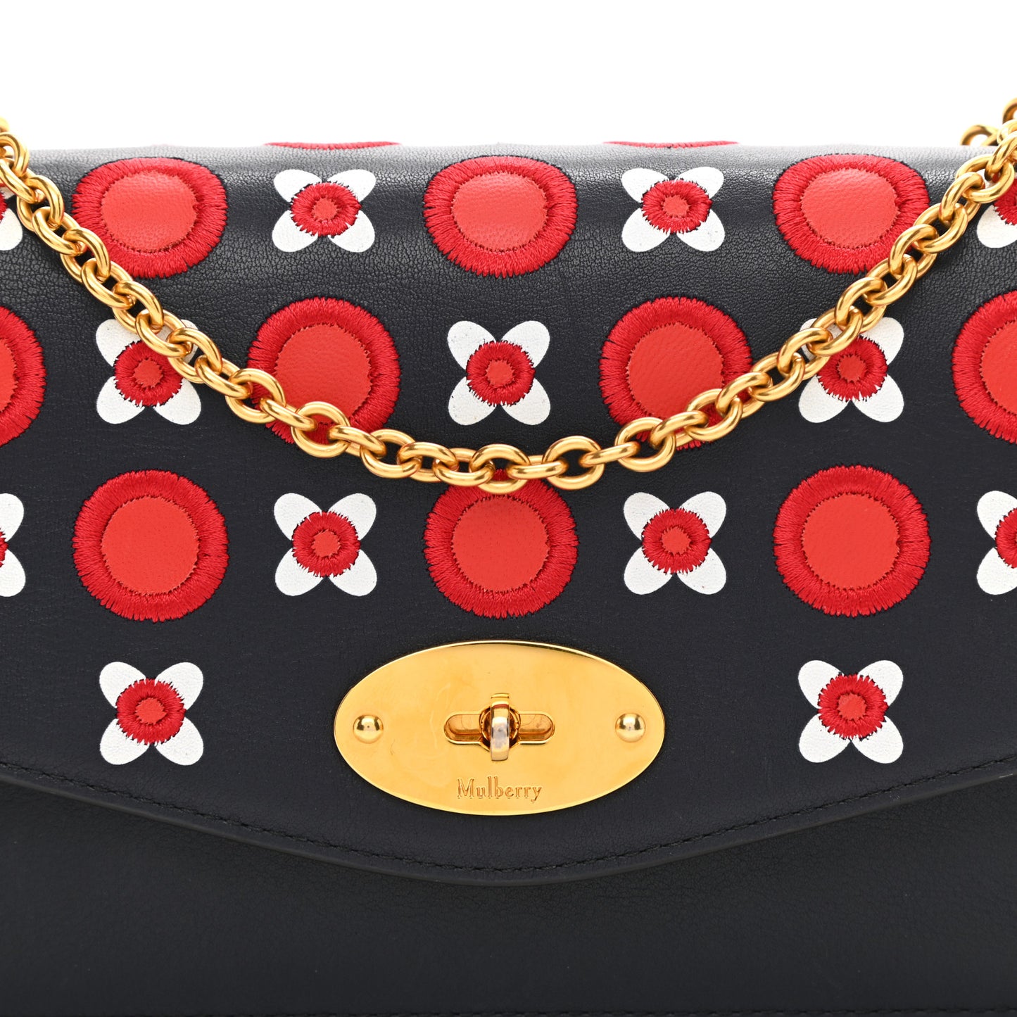 Embroidered Calfskin Small Darley Satchel Multicolor