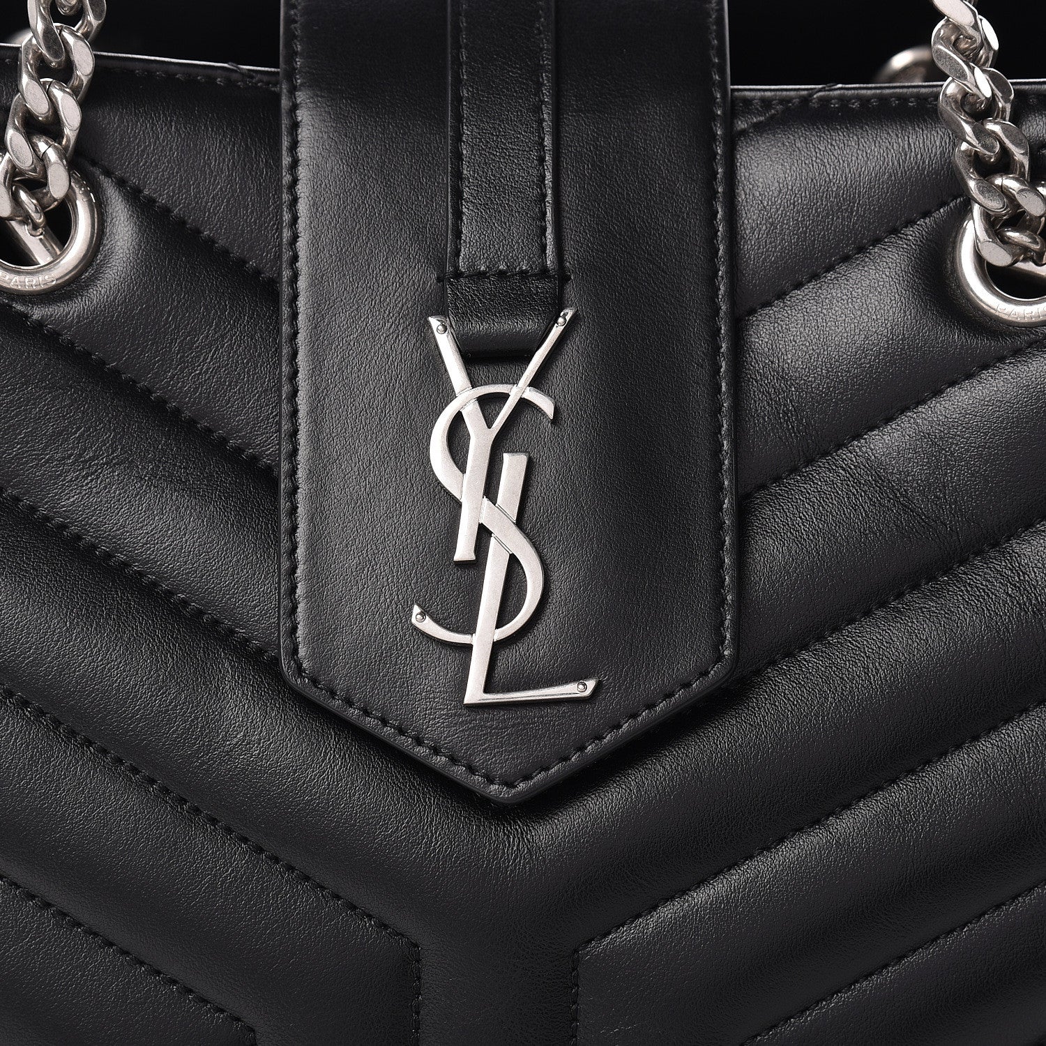 Saint Laurent Calfskin Y Quilted Monogram Large Loulou Shopper Black 9 of 11