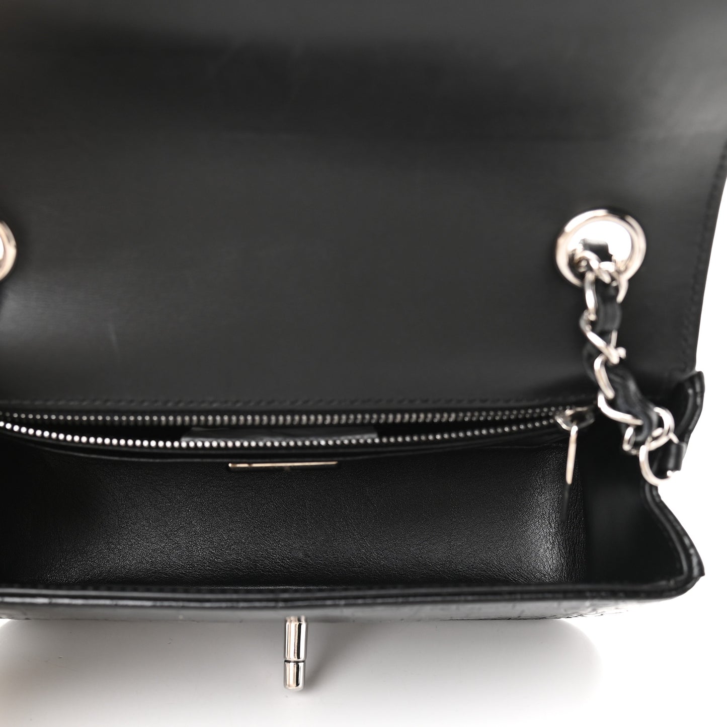 Calfskin Crocodile Embossed Cocodile Rectangular Mini Flap Black