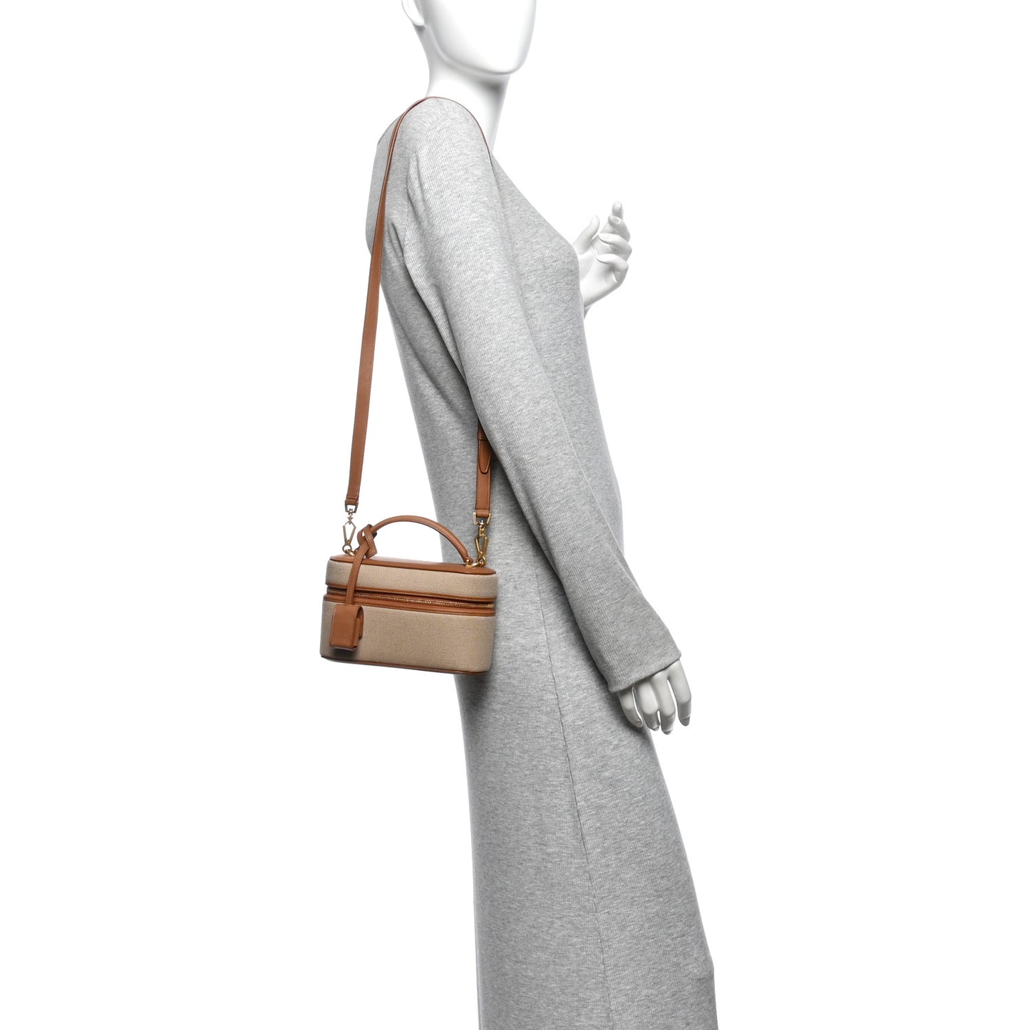 Canvas Calfskin Gaby Vanity Bag Desert Dust Brick