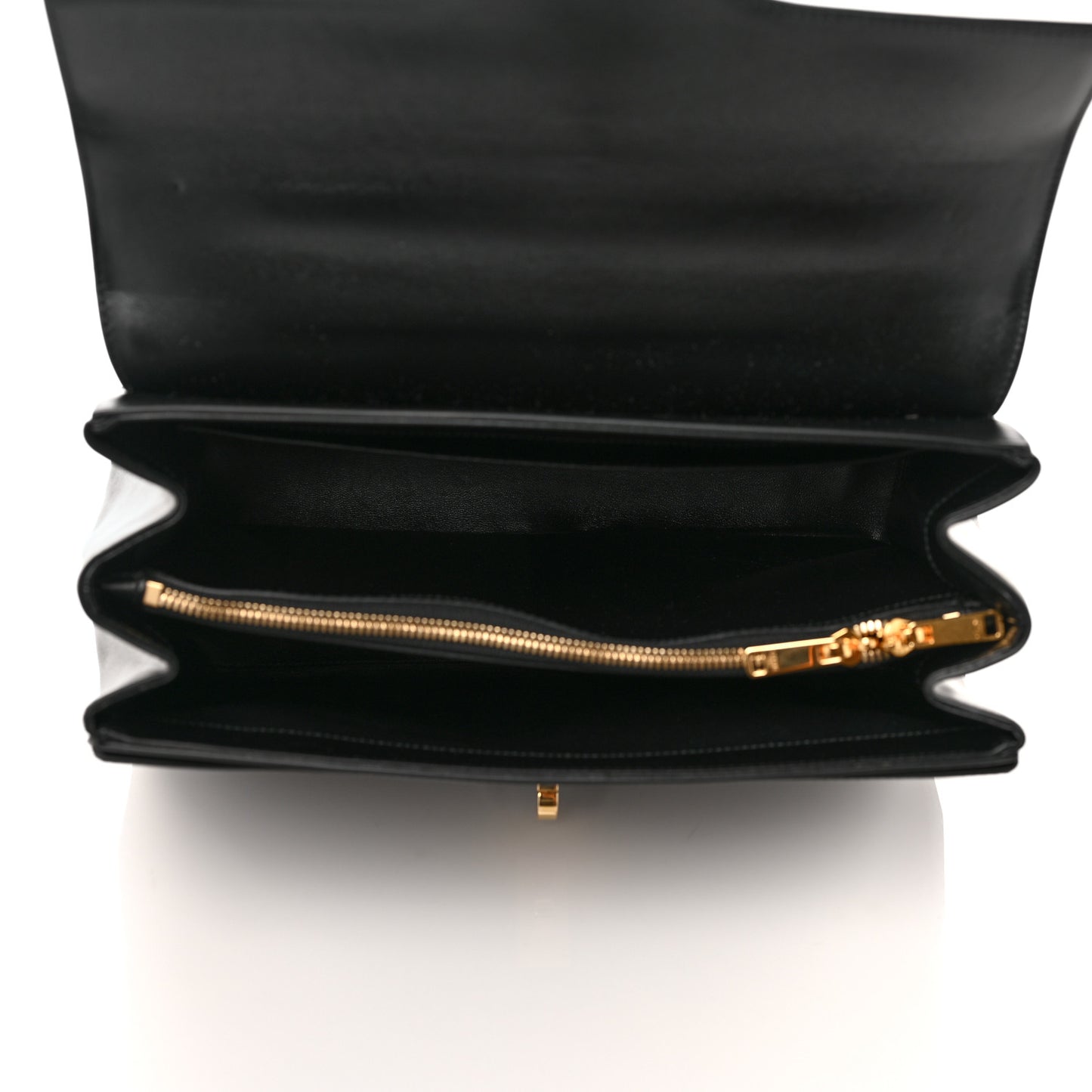 Satinated Calfskin Medium 16 Top Handle Bag Black
