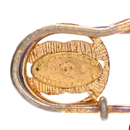 Chanel Crystal CC Safety Pin Brooch Gold 3 of 3