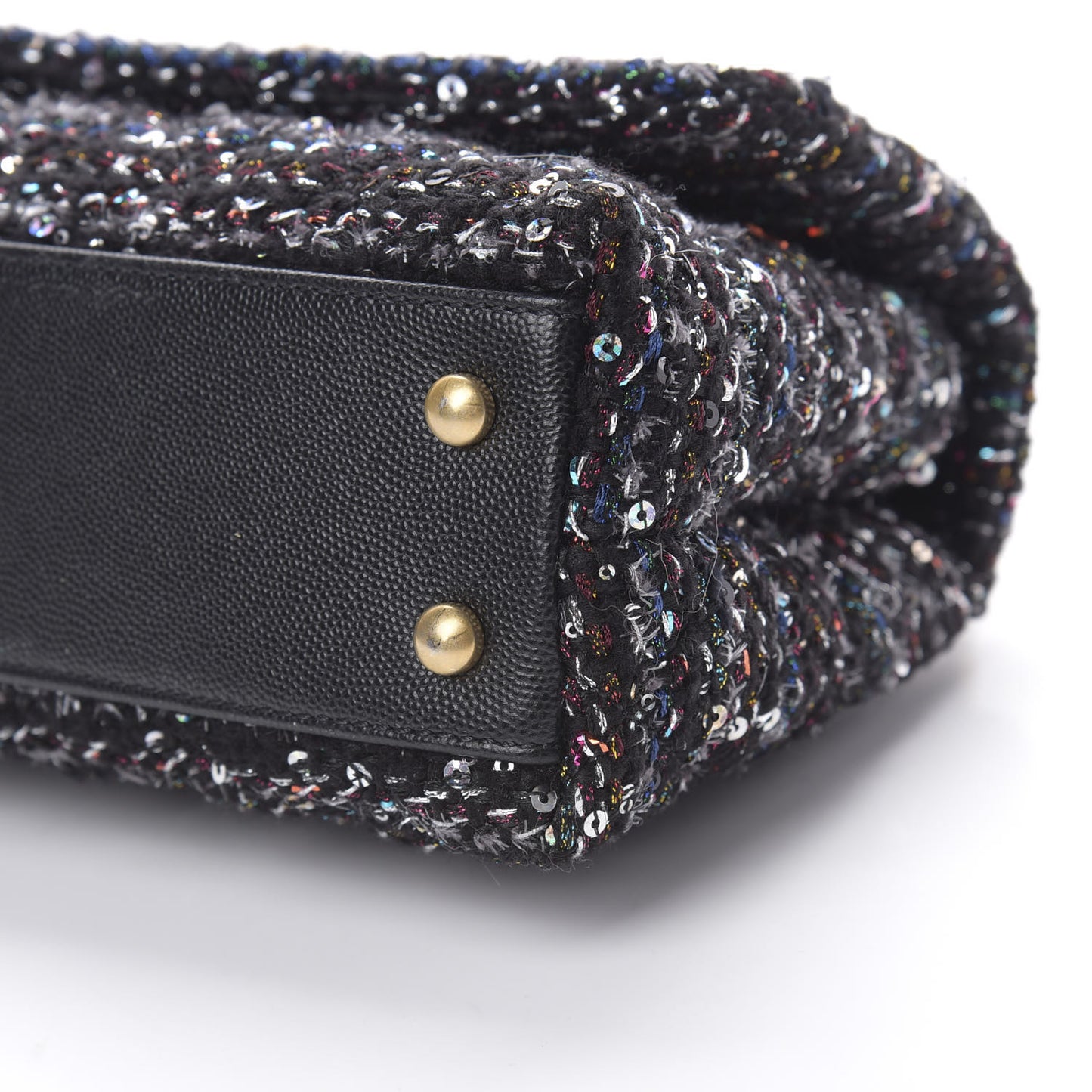 Tweed Sequin Mini Coco Handle Flap Black