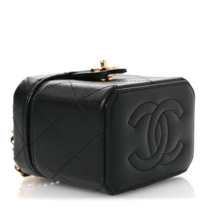 Chanel Lambskin Quilted Vanity Clutch With Chain Black 8 of 11