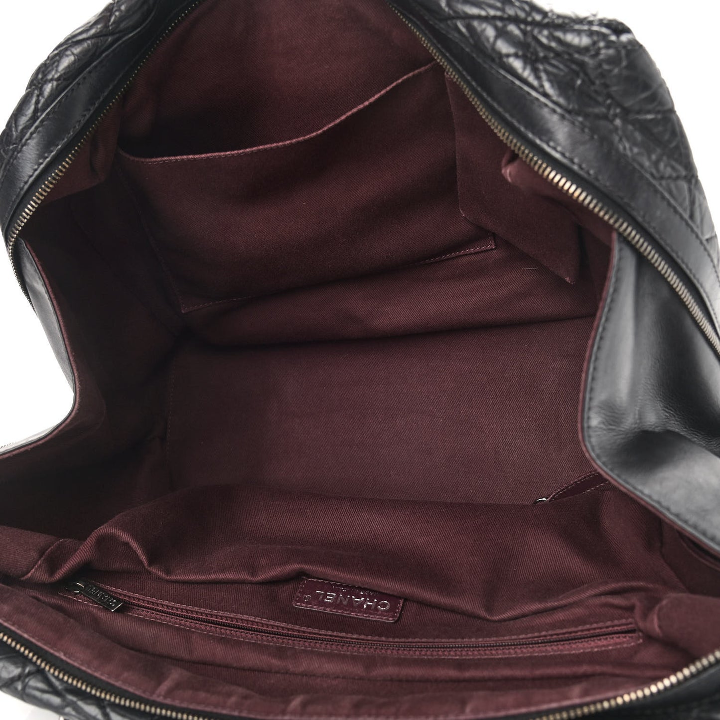 Aged Calfskin Quilted Large Secret Tag Bowling Bag Black