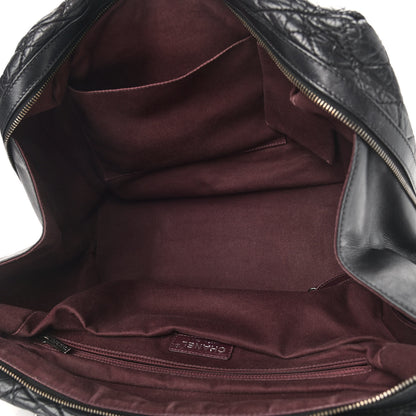 Chanel Aged Calfskin Quilted Large Secret Tag Bowling Bag Black 5 of 12