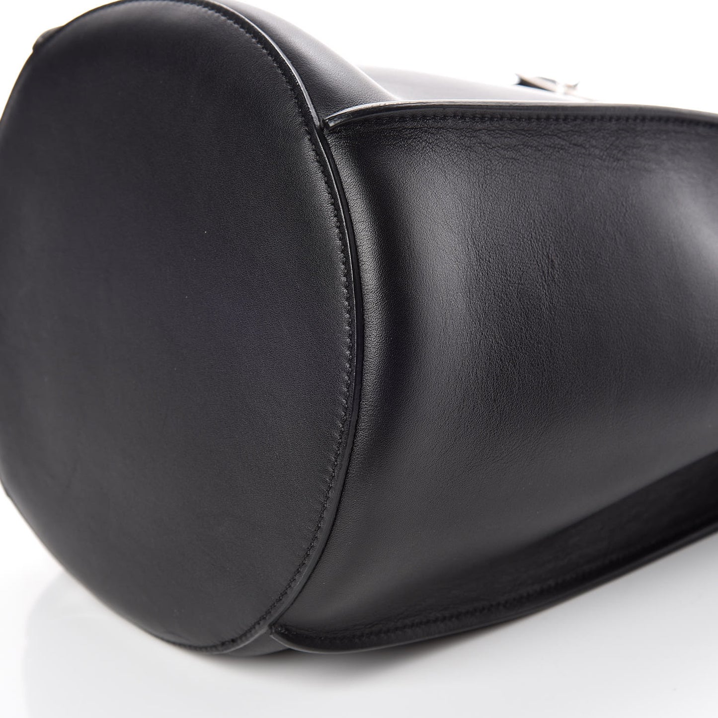 Smooth Calfskin Long Strap Big Bucket Bag Black