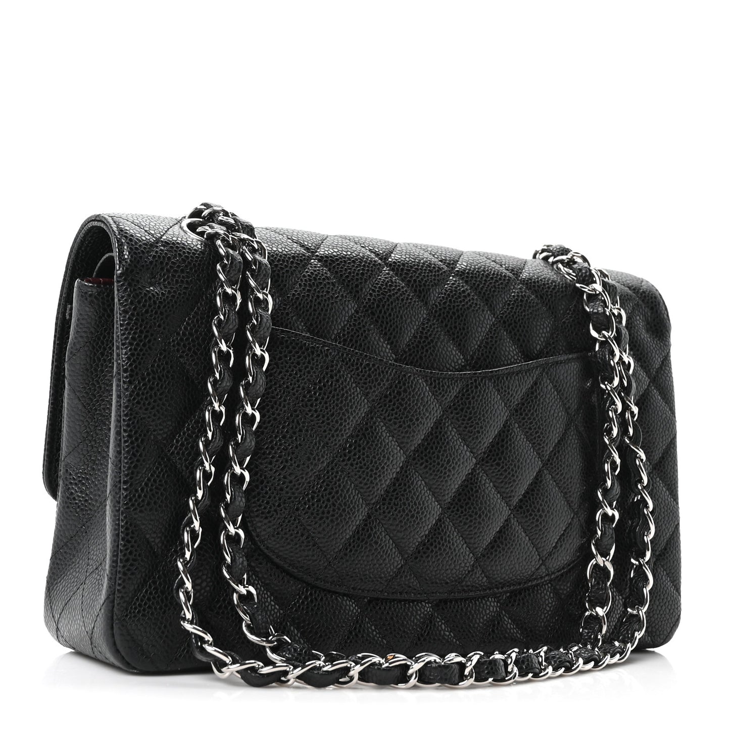 Caviar Quilted Medium Double Flap Black