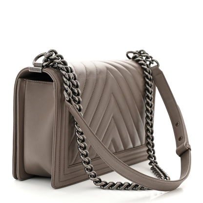 Chanel Lambskin Chevron Medium Boy Flap Taupe 3 of 11