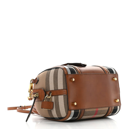 Burberry House Check Bridle Calfskin Small Alchester Bowling Bag Dark Tan 4 of 10