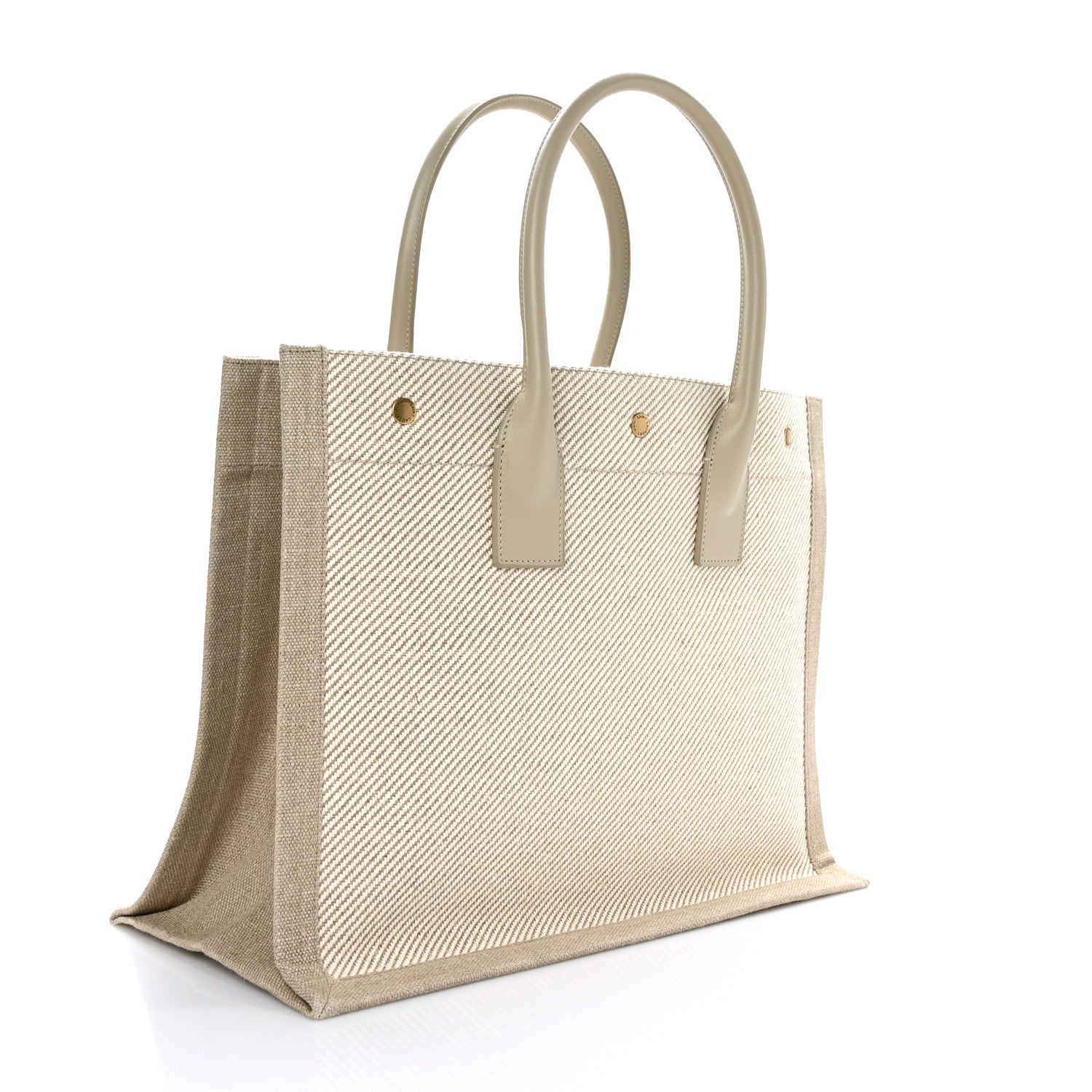 Saint Laurent Linen Calfskin Small Rive Gauche Tote Beige Sea Salt 3 of 8