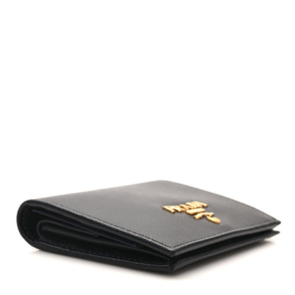 Prada Saffiano Metal Bi-Fold Wallet Black 4 of 9