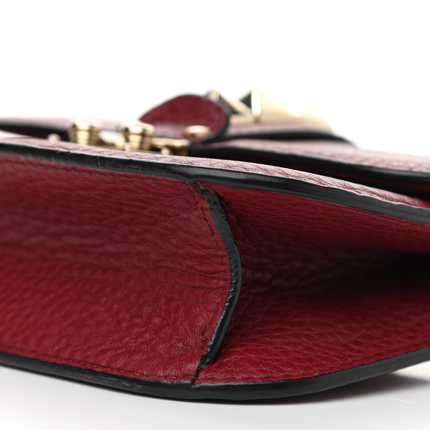 Valentino Garavani Pebbled Calfskin Small Glam Lock Rockstud Flap Red 9 of 10