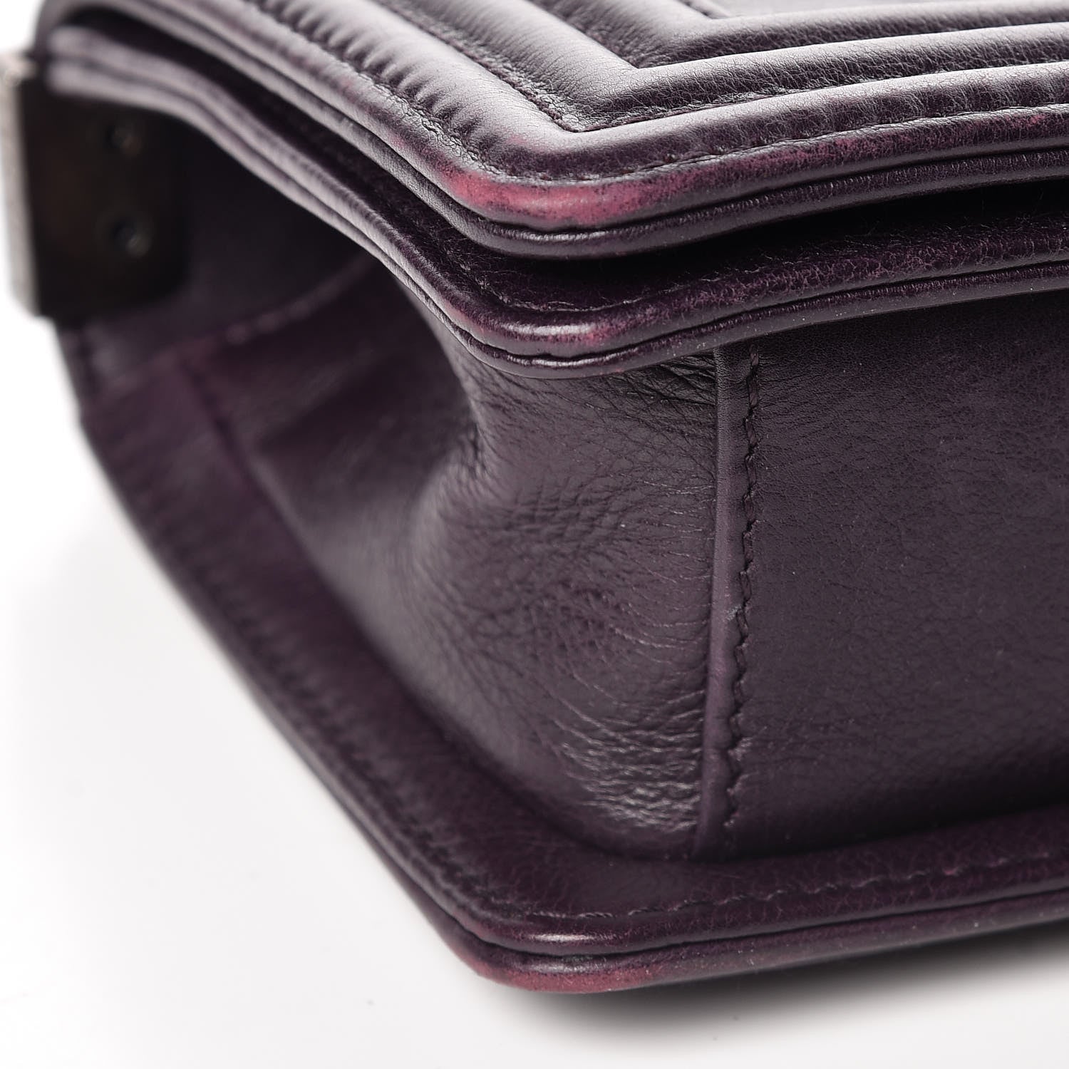 Chanel Calfskin Crystal Embossed Small Boy Flap Plum 8 of 9
