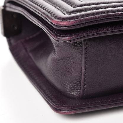 Chanel Calfskin Crystal Embossed Small Boy Flap Plum 8 of 9