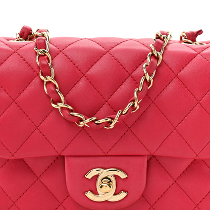 Chanel Lambskin Quilted Mini Square Flap Dark Pink 8 of 14