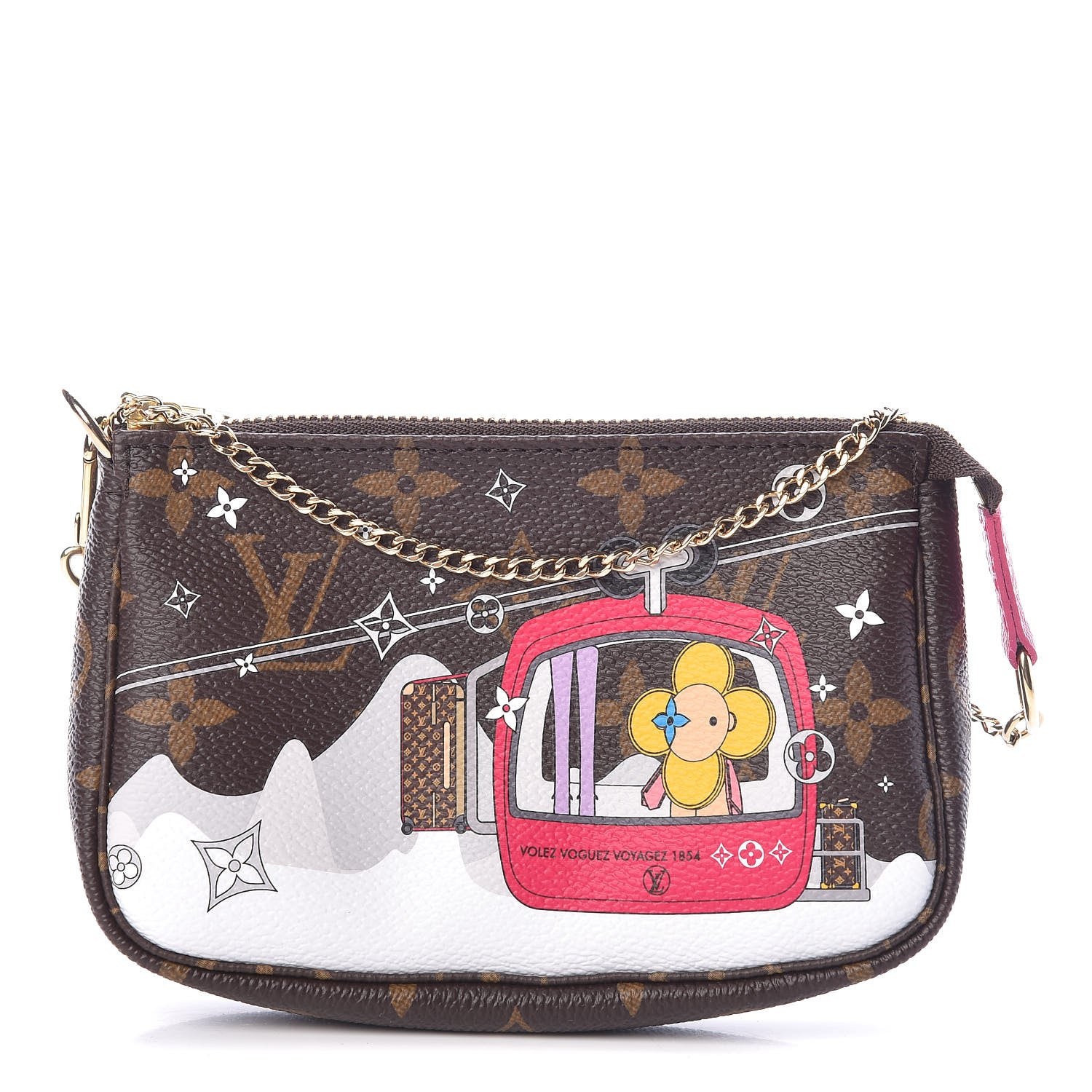 Louis Vuitton Monogram 2019 Christmas Animation Mini Courchevel Pochette Accessories Fuchsia 1 of 8