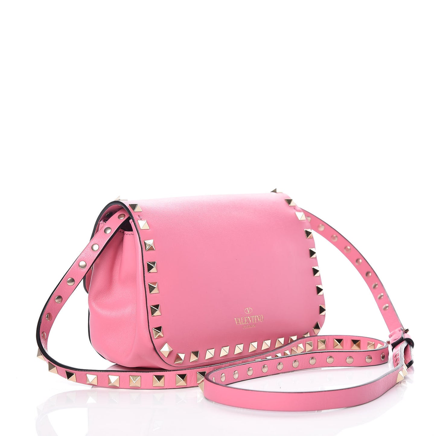 Vitello Mini Rockstud Flap Saddle Crossbody Bag Ninphea