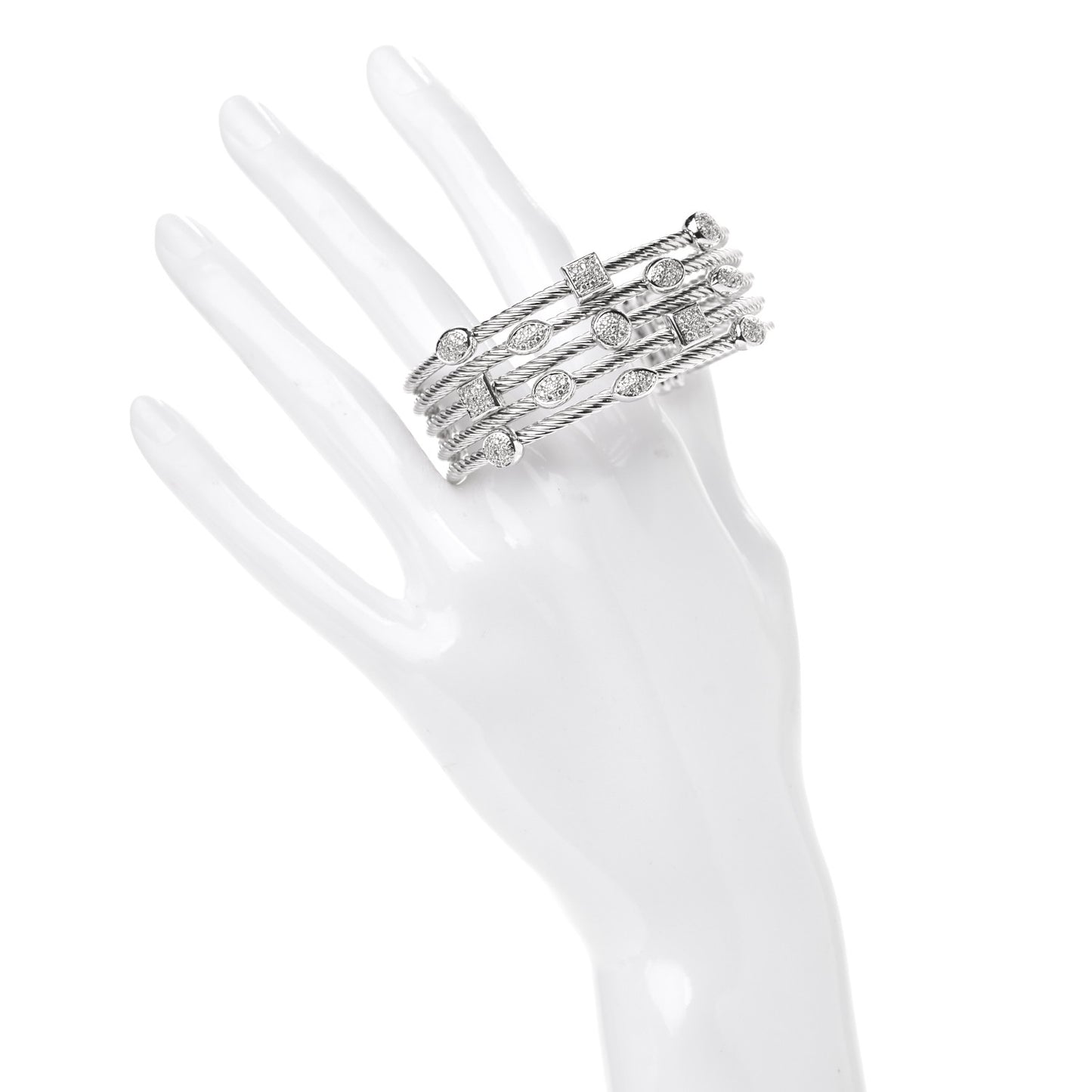Sterling Silver Diamond Five Row Confetti Cuff Bracelet