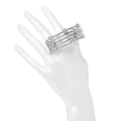 David Yurman Sterling Silver Diamond Five Row Confetti Cuff Bracelet 2 of 6