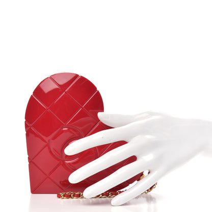 Chanel Plexiglass Heart Minaudiere Clutch Red 2 of 7