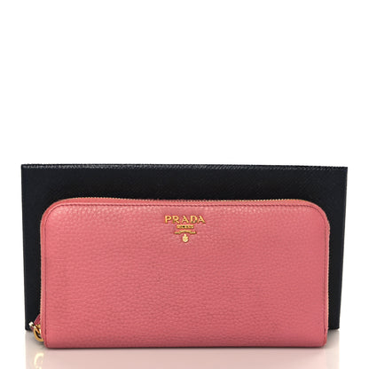 Prada Vitello Daino Zip Around Wallet Begonia 10 of 10